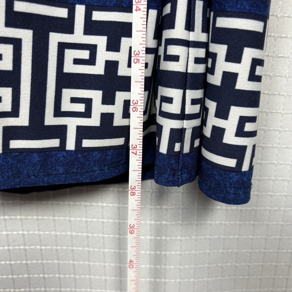 Laundry Babydoll Halter Dress Size 8 Twisted Cinched Bust Geometric Cruise Event - Picture 5 of 10